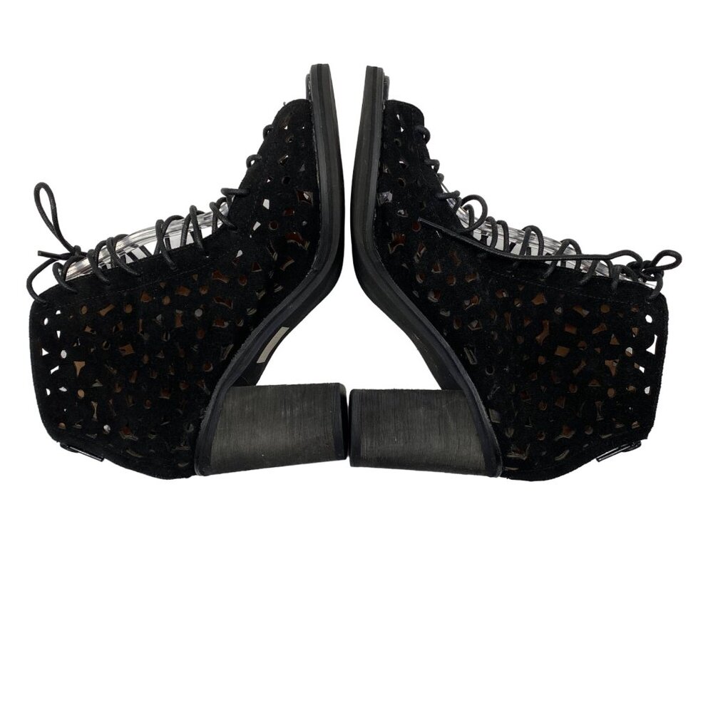Jeffrey Campbell Cors Daisy Black Suede Cut-Out Lace-Up ankle booties Size 7.5 - Picture 6 of 12